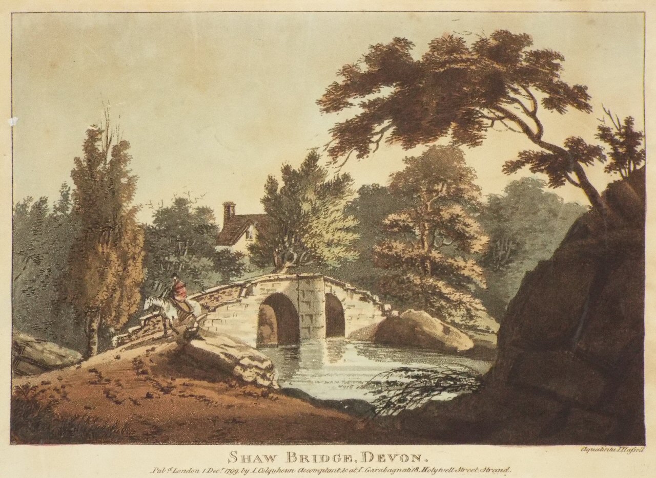 Aquatint - Shaw Bridge, Devon. - Hassell